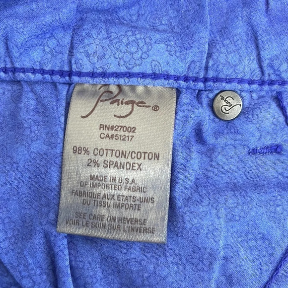PAIGE Roxbury Purple Skinny Ankle Jeans Blue Pop of Colour Stretch USA Retro 29 - Picture 8 of 12